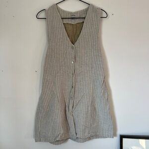 Rhythm Cream and Tan Textured Vest Dress Button Down Mini Dress